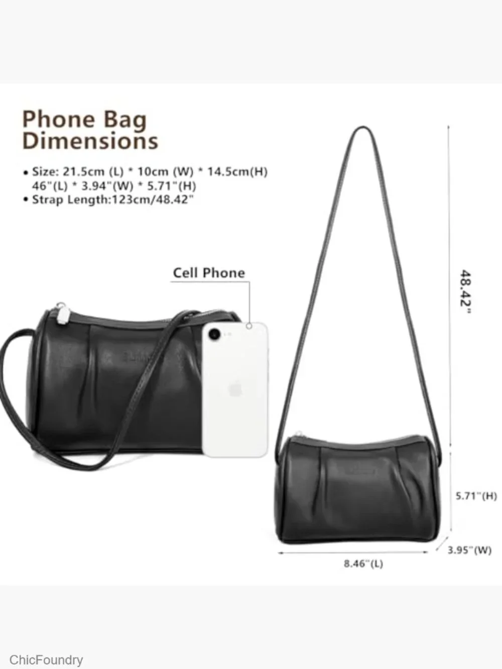 Genuine Leather Small Crossbody Barrel Hobo Purse Lightweight Bag